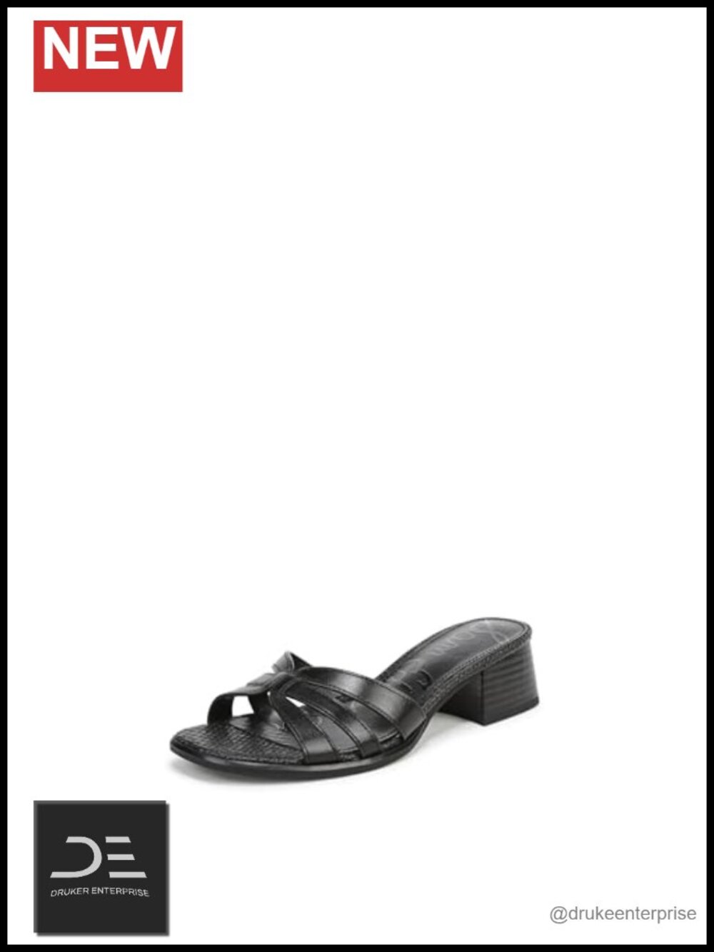 Sam Edelman Farrin Block Heel Slide Sandals Leather 2-inch Heel
